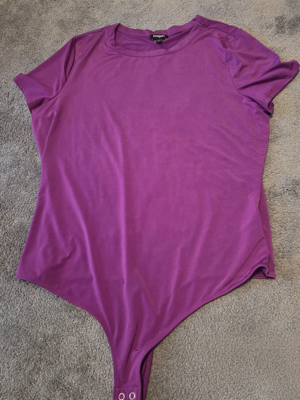 Express Women’s Magenta Crew Neck Short Sleeve Bodysuit